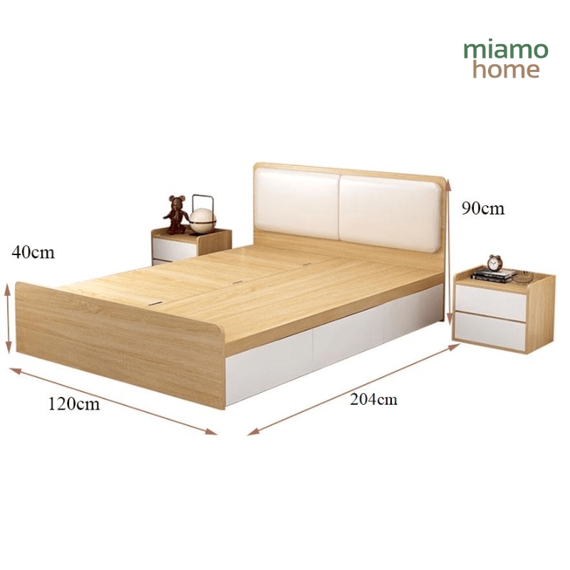 Giường Ngủ Bọc Đệm Đầu Giường Có Ngăn Kéo