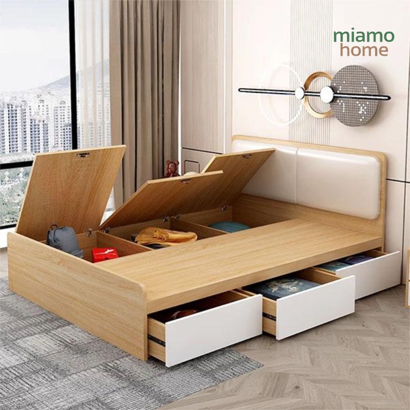 Giường Ngủ Bọc Đệm Đầu Giường Có Ngăn Kéo_2