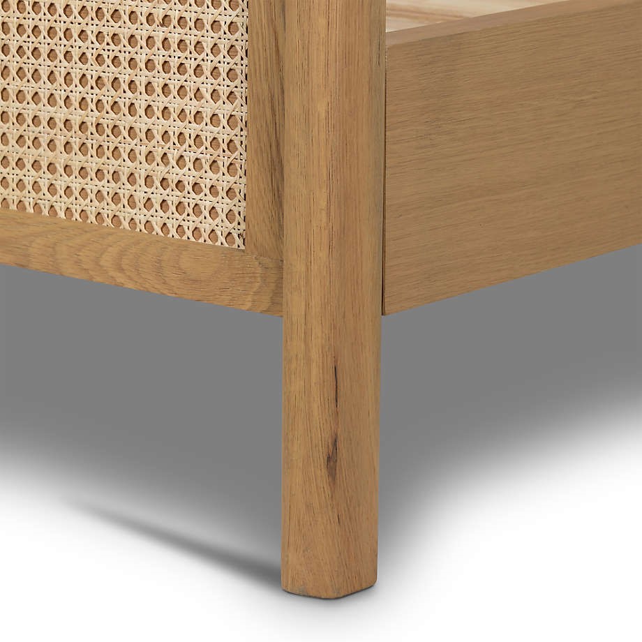 Giường Ngủ Gỗ Sồi Mây Mắt Cáo Vintage_4