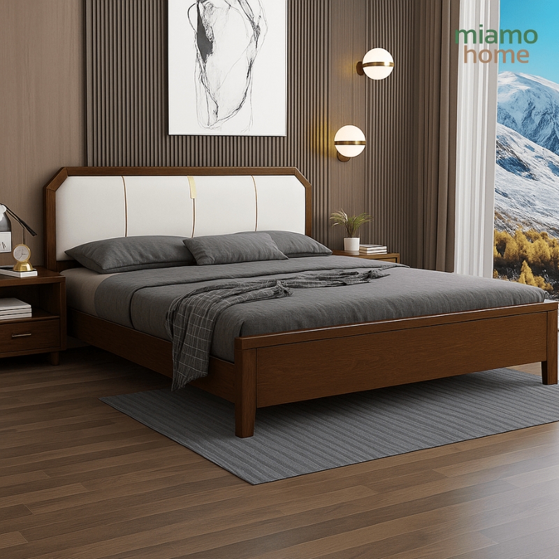 Giường ngủ phong cách Scandinavia gỗ sồi