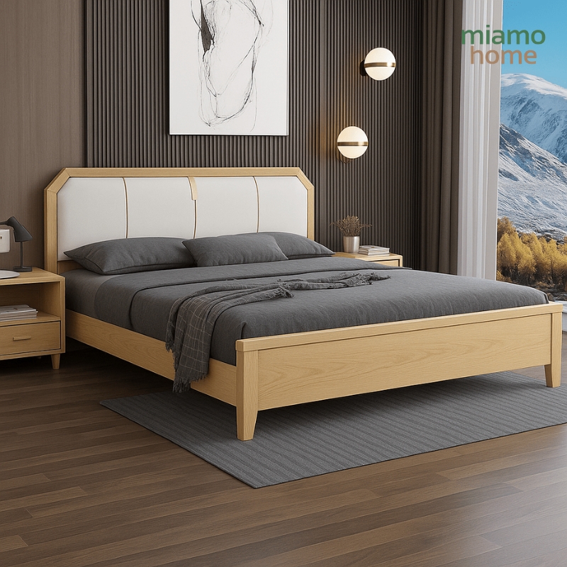 Giường ngủ phong cách Scandinavia gỗ sồi_2