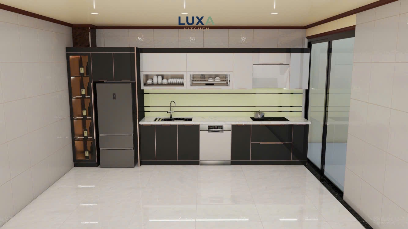 Tủ Bếp Inox Cánh Kính Màu Trắng - MTBK 006_3