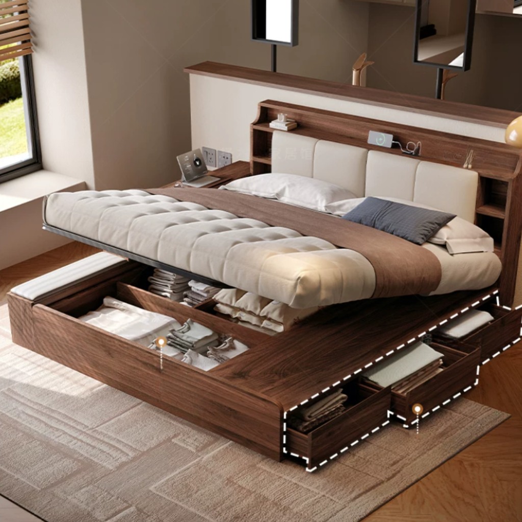 Giường Ngủ Bọc Nệm Tích Hợp Ngăn Kéo và Hộc Thông Minh_3