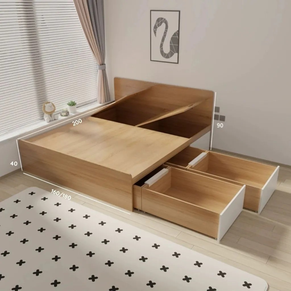 Giường Ngủ Tối Giản Có Ngăn Kéo Thông Minh - Phong Cách Japandi +6
