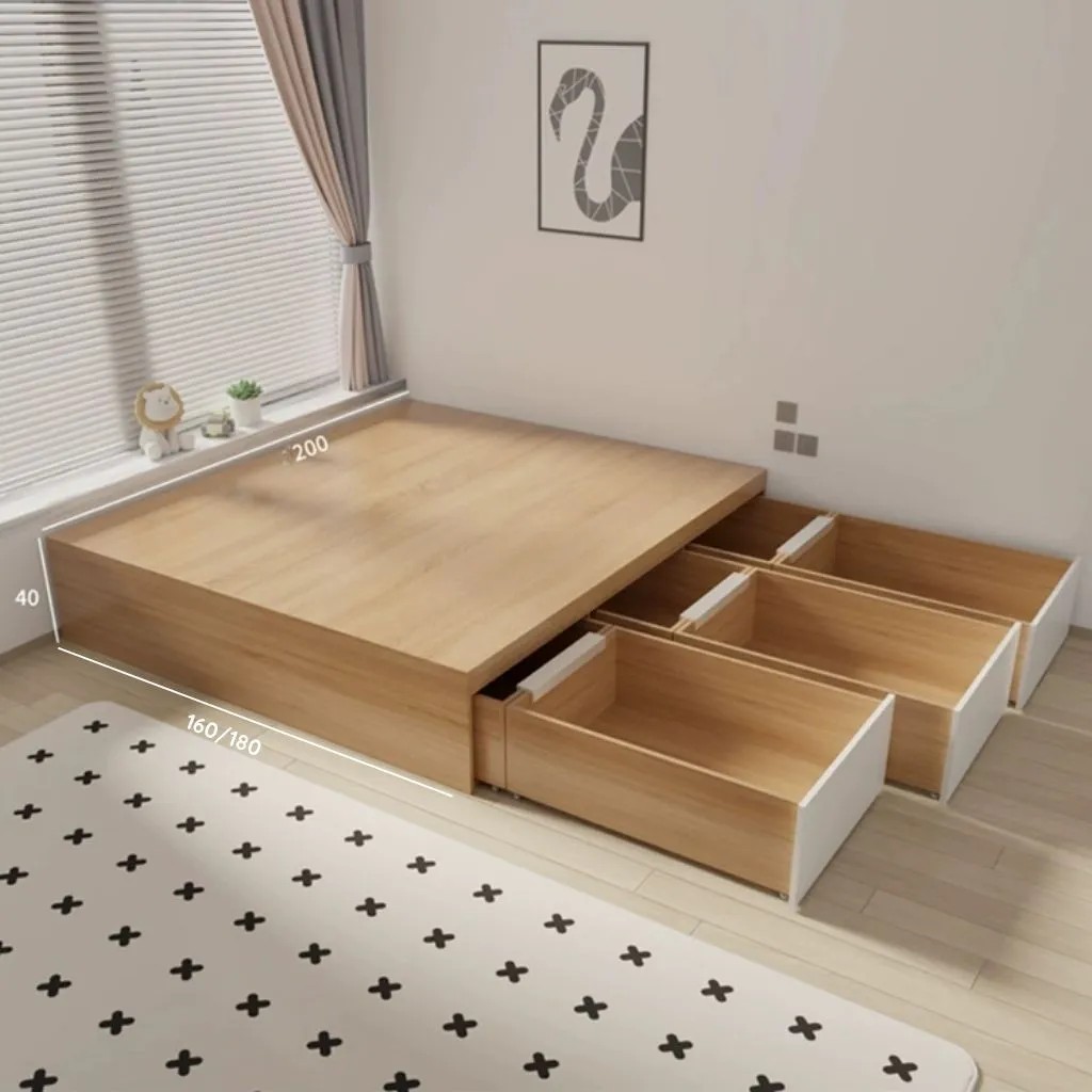 Giường Ngủ Tối Giản Có Ngăn Kéo Thông Minh - Phong Cách Japandi _7