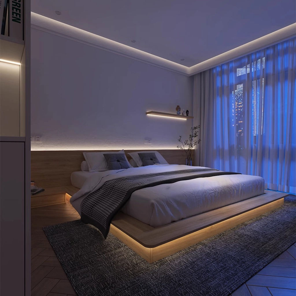 Giường Ngủ Dành Cho Phòng Master Kết Hợp Led Trang Trí_5
