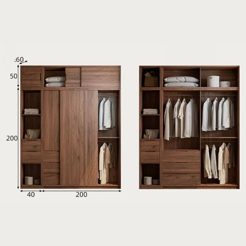 Tủ Quần Áo Cánh Lùa Có Tủ Phụ Và Kệ Trang Trí_18