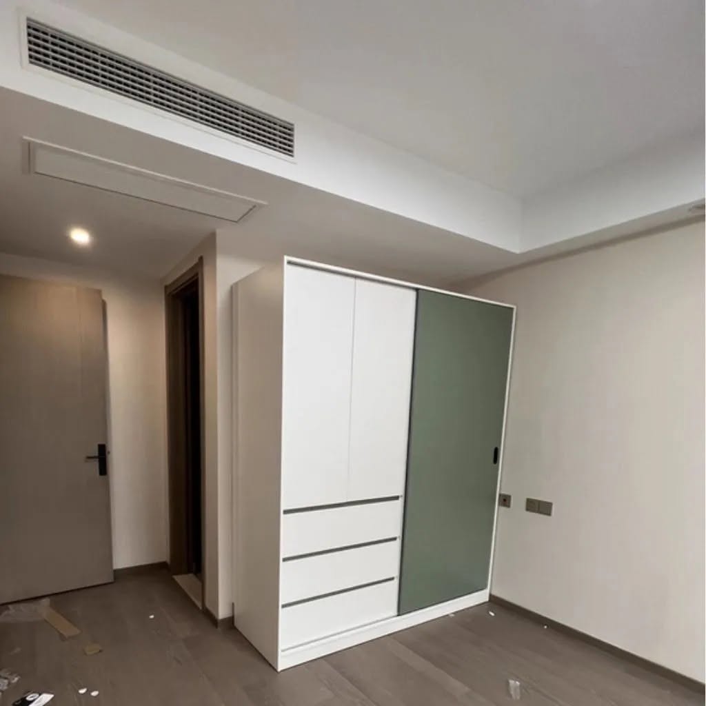Tủ Quần Áo Cửa Trượt Màu Trắng - Xanh, Có Ngăn Kéo_8