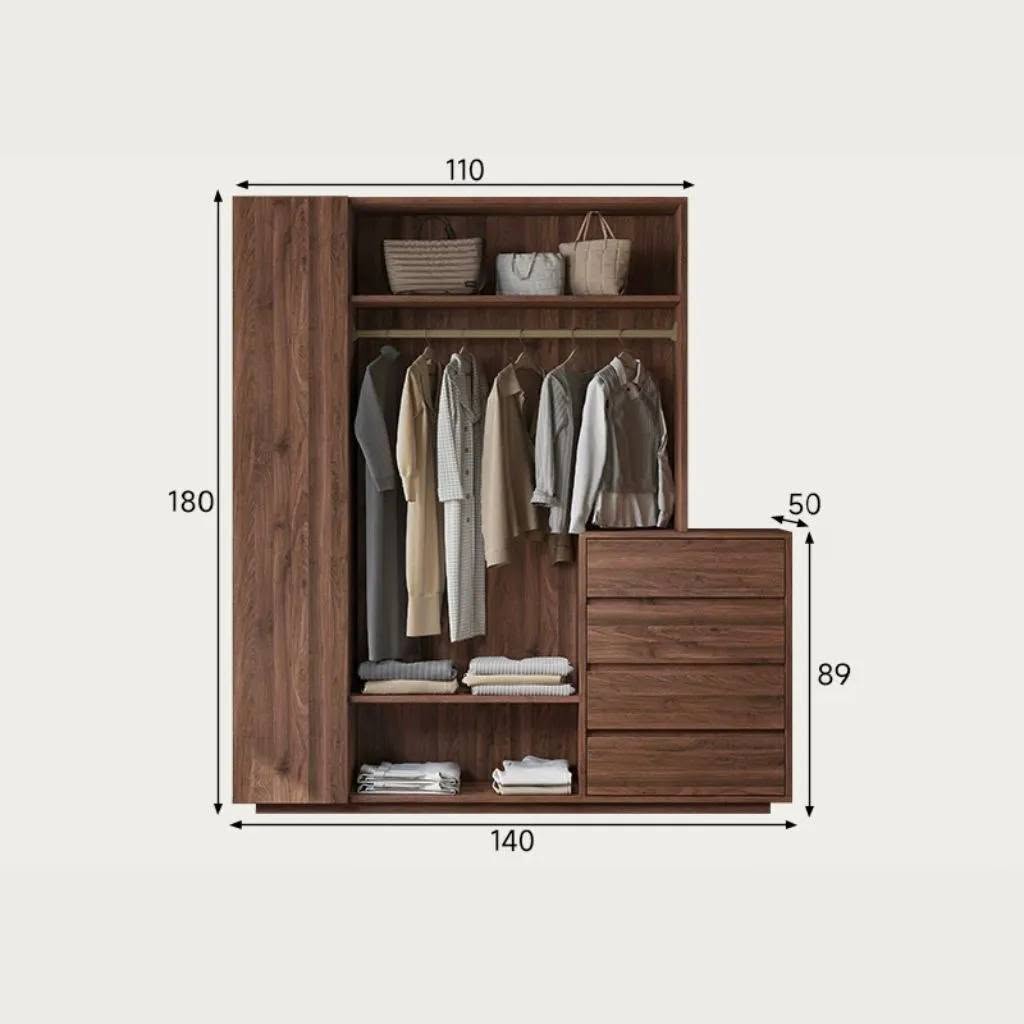 Tủ Quần Áo Gỗ Công Nghiệp Hệ Mở Tích Hợp Ngăn Kéo_6
