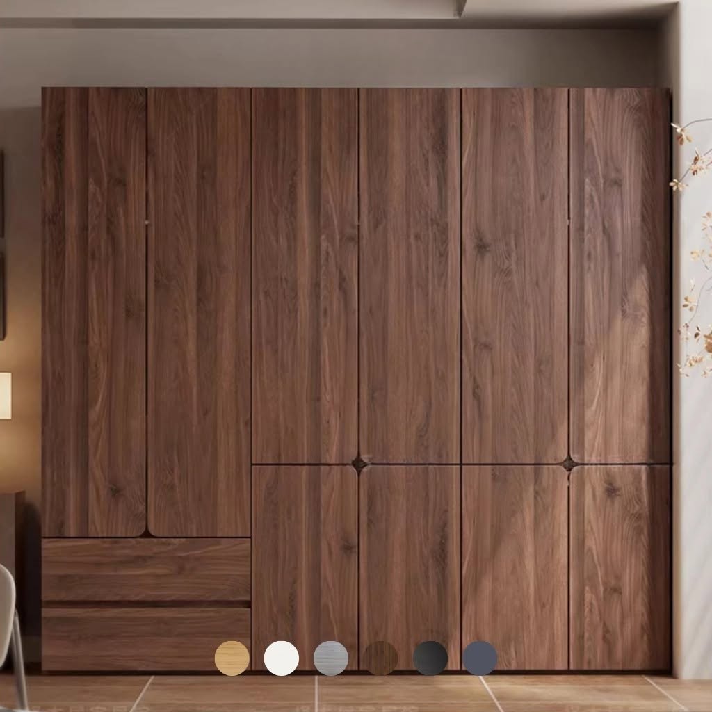 Tủ Quần Áo Gỗ MDF Với Cánh Bo Cong Hiện Đại